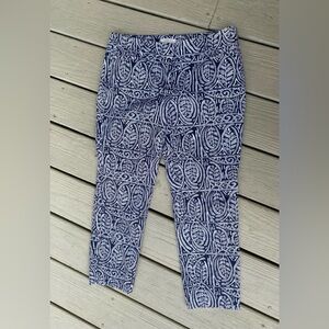 LOFT - Woman’s navy & white patterned original ankle pants, Size: 4P